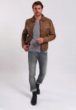 Lee Cooper Leren Jas - Vintage Cognac -Lee Cooper 0e23ae3827f4436cb234b3e3f5167a48