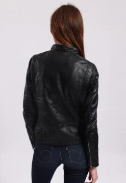 Lee Cooper Leather Jacket With Round Collar And Push Button Closure - - Leren Jas - Black -Lee Cooper 3df9a1e983f24a9b90cdd31689c735a8