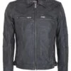 Lee Cooper Leather Jacket With Collar Shirt - 2 Split Side Pockets - - Leren Jas - Vintage Black