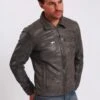 Lee Cooper Leather Jacket With Collar Shirt - 2 Split Side Pockets - - Leren Jas - Vintage Grey -Lee Cooper 9c1c5fbb875a47148e8336060991fe7a