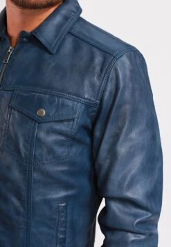 Lee Cooper Leren Jas - Vintage Blue -Lee Cooper c4f0719ae49d45918bf4fef41f574f88