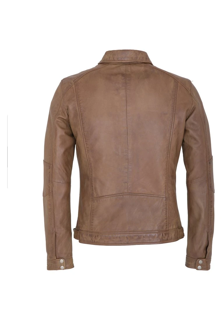 Lee Cooper Leather Jacket With Collar Shirt - 2 Split Side Pockets - - Leren Jas - Vintage Cognac 4 Lee Cooper Leather Jacket With Collar Shirt - 2 Split Side Pockets - - Leren Jas - Vintage Cognac - Afbeelding 2